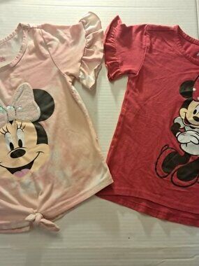 Disney Minnie Mouse Girls T-Shirts Size 6 - 2Pc Bundle Cute Graphic Tees